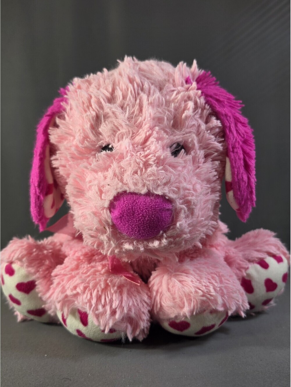 Goffa 4CGS Pink Puppy Dog Hearts Valentine Plush Stuffed Animal Soft Shaggy Fur
